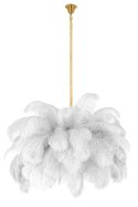 King Home Lampa sufitowa wisząca TIFFANY biała / naturalne pióra strusie mosiądz złoty G9 King Home Lampa sufitowa wisząca TIFFANY biała / naturalne pióra strusie mosiądz złoty G9