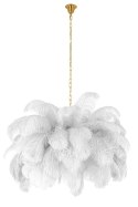 King Home Lampa sufitowa wisząca TIFFANY biała / naturalne pióra strusie mosiądz złoty G9 King Home Lampa sufitowa wisząca TIFFANY biała / naturalne pióra strusie mosiądz złoty G9