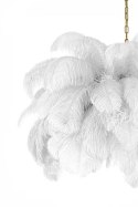 King Home Lampa sufitowa wisząca TIFFANY biała / naturalne pióra strusie mosiądz złoty G9 King Home Lampa sufitowa wisząca TIFFANY biała / naturalne pióra strusie mosiądz złoty G9