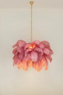 King Home Lampa wisząca TIFFANY różowa mosiądz /naturaln strusie pióra którymi można regulować kształt lampy oraz wysokość 18xG9