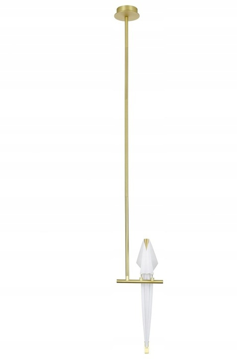 King Home Lampa wisząca LORO 1 metalowa złota - LED klosz biały tworzywo PP w kształcie ptaka King Home Lampa wisząca LORO 1 metalowa złota - LED klosz biały tworzywo PP w kształcie ptaka