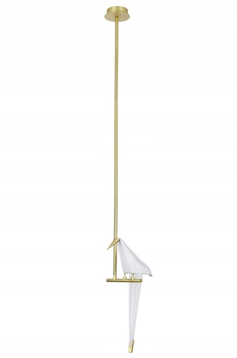 King Home Lampa wisząca LORO 1 metalowa złota - LED klosz biały tworzywo PP w kształcie ptaka King Home Lampa wisząca LORO 1 metalowa złota - LED klosz biały tworzywo PP w kształcie ptaka