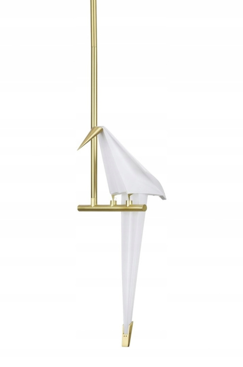 King Home Lampa wisząca LORO 1 metalowa złota - LED klosz biały tworzywo PP w kształcie ptaka King Home Lampa wisząca LORO 1 metalowa złota - LED klosz biały tworzywo PP w kształcie ptaka