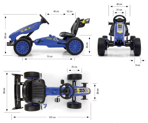 Milly Mally Pojazd Gokart na pedały Rocket Navy Niebieski aerodynamiczna sylwetka regulowane sportowe siedzisko hamulec 3 lata+ Milly Mally Pojazd Gokart na pedały Rocket Navy Niebieski aerodynamiczna sylwetka regulowane sportowe siedzisko hamulec 3 lata+