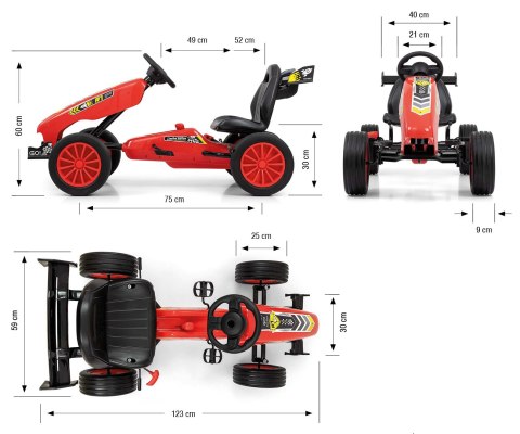 Milly Mally Pojazd Gokart na pedały Rocket Red Czerwony aerodynamiczna sylwetka regulowane sportowe siedzisko hamulec 3 lata+ Milly Mally Pojazd Gokart na pedały Rocket Red Czerwony aerodynamiczna sylwetka regulowane sportowe siedzisko hamulec 3 lata+
