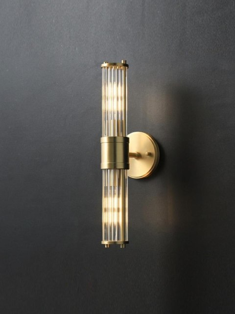 LAMPA ŚCIENNA KINKIET PILAR TWIN King Home stal ZŁOTA klosze kryształ BEZBARWNY 2xE14 LAMPA ŚCIENNA KINKIET PILAR TWIN King Home stal ZŁOTA klosze kryształ BEZBARWNY 2xE14