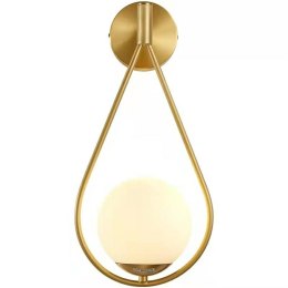 King Home Lampa ścienna KInkiet LED ROMA stal nierdzewna złota klosz szkło mleczne