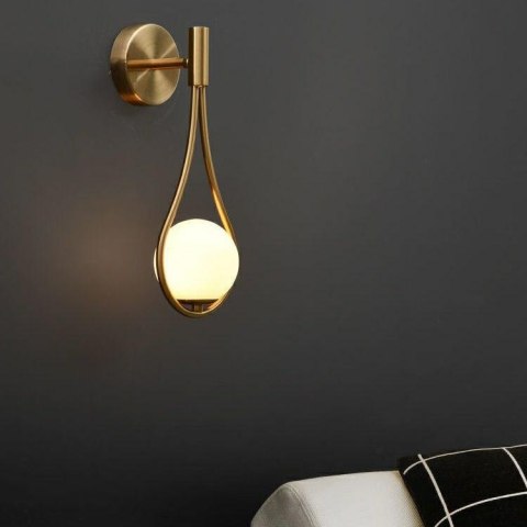 LAMPA ŚCIENNA KINKIET LED ROMA stal nierdzewna ZŁOTA KULISTY klosz SZKŁO MLECZNE 1xG9 King Home LAMPA ŚCIENNA KINKIET LED ROMA stal nierdzewna ZŁOTA KULISTY klosz SZKŁO MLECZNE 1xG9 King Home