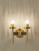 King Home Lampa ścienna Kinkiet podwójny TORCH TWIN stal złota klosze kryształ bezbarwny 2 x E14 King Home Lampa ścienna Kinkiet podwójny TORCH TWIN stal złota klosze kryształ bezbarwny 2 x E14