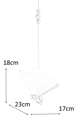 King Home Lampa wisząca LED BUTTERFLY L różowe złoto metal transparentny akryl