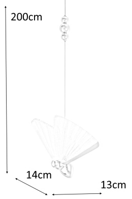 King Home Lampa wisząca LED BUTTERFLY S metal różowe złoto akryl transparentny