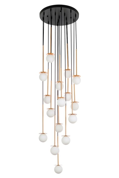 LAMPA SUFITOWA wisząca CANNON DISC 16 stal KOLOR MIEDZIANY klosze SZKŁO BIAŁE 16xG9 King Home LAMPA SUFITOWA wisząca CANNON DISC 16 stal KOLOR MIEDZIANY klosze SZKŁO BIAŁE 16xG9 King Home