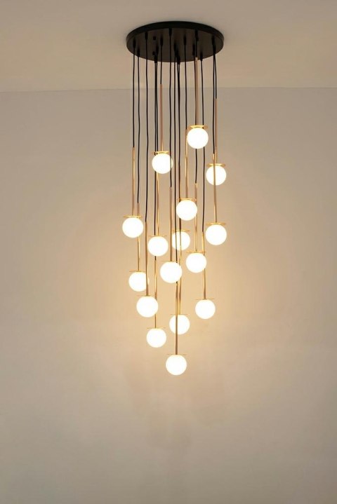 LAMPA SUFITOWA wisząca CANNON DISC 16 stal KOLOR MIEDZIANY klosze SZKŁO BIAŁE 16xG9 King Home LAMPA SUFITOWA wisząca CANNON DISC 16 stal KOLOR MIEDZIANY klosze SZKŁO BIAŁE 16xG9 King Home