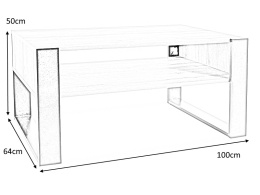 ŁAWA Z PÓŁKĄ do salonu GEMA SIGNAL DĄB WOTAN /CZARNY 64X100 prostokątny stolik okolicznościowy płyta laminowana półka pod blatem