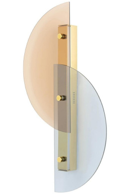 Moosee MOOSEE kinkiet LED VITRAL - błękitne i miedziane szklane półkola na metalowej złotej podstawie