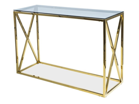 SIGNAL KONSOLKA ELISE S SZKŁO DYMIONE/ZŁOTY 100X30 - nowoczesna szkło hartowane, stelaż metalowy SIGNAL KONSOLKA ELISE S SZKŁO DYMIONE/ZŁOTY 100X30 - nowoczesna szkło hartowane, stelaż metalowy