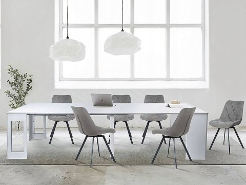 SIGNAL KONSOLKA STÓŁ do jadalni RENO BIAŁY MAT 60(300)X90 - rozkładany, prostokątny, laminowana płyta MDF, biały matowy SIGNAL KONSOLKA STÓŁ do jadalni RENO BIAŁY MAT 60(300)X90 - rozkładany, prostokątny, laminowana płyta MDF, biały matowy
