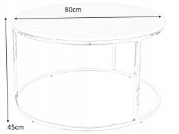 SIGNAL ŁAWA SABINE SZKŁO HARTOWANE CZARNY EFEKT MARMURU/ZŁOTY STAL NIERDZEWNA FI 80 - okrągły stolik kawowy, czarny blat