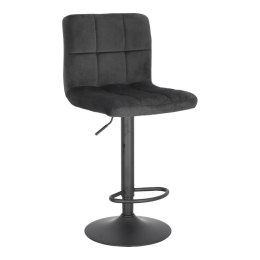 Simplet Hoker Krzesło barowe regulowane Dafne VIC czarne tapicerka tkanina welwet noga metal malowany