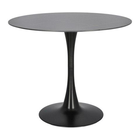 STÓŁ OKRĄGŁY Simplet Skinny Premium Stone Black 90cm Simplet CZARNY NOGA METALOWA BLAT SPIEK MARMUROWY