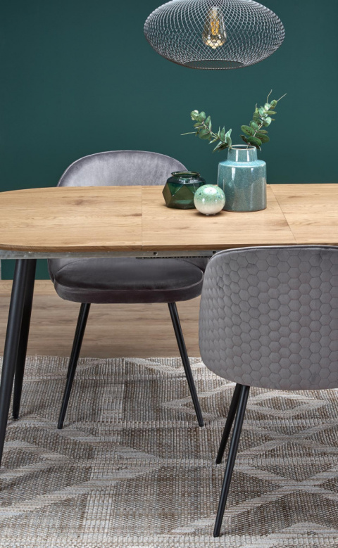HALMAR stół COLORADO rozkładany 120-160x80 blat MDF okleinowany - dąb złoty, stelaż - czarny stal malowana proszkowo HALMAR stół COLORADO rozkładany 120-160x80 blat MDF okleinowany - dąb złoty, stelaż - czarny stal malowana proszkowo