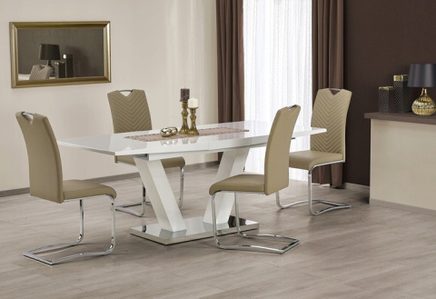 HALMAR stół VISION biały MDF lakier stal nierdzewna prostokątny rozkładany 160-200x90 HALMAR stół VISION biały MDF lakier stal nierdzewna prostokątny rozkładany 160-200x90