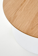 Halmar stolik ława okrągła AZURRA MDF + okleina naturalna naturalny / biały tworzywo fi69