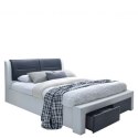 Halmar łóżko CASSANDRA S 140x200 cm tapicerowane z szufladami czarno biały ekoskóra