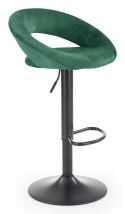 Halmar H102 hoker tapicerowany ciemny zielony velvet stal malowana czarny regulowana wysokość z podnóżkiem Halmar H102 hoker tapicerowany ciemny zielony velvet stal malowana czarny regulowana wysokość z podnóżkiem