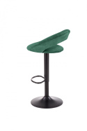 Halmar H102 hoker tapicerowany ciemny zielony velvet stal malowana czarny regulowana wysokość z podnóżkiem Halmar H102 hoker tapicerowany ciemny zielony velvet stal malowana czarny regulowana wysokość z podnóżkiem