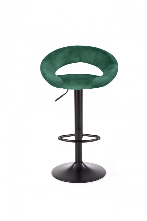 Halmar H102 hoker tapicerowany ciemny zielony velvet stal malowana czarny regulowana wysokość z podnóżkiem Halmar H102 hoker tapicerowany ciemny zielony velvet stal malowana czarny regulowana wysokość z podnóżkiem