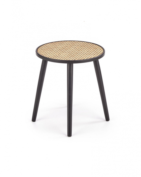 Halmar ława JAKARTA MDF lakierowany drewno lite czarny / naturalny rattan fi39 Halmar ława JAKARTA MDF lakierowany drewno lite czarny / naturalny rattan fi39