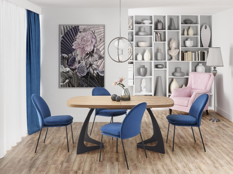 STÓŁ ROZKŁADANY PROSTOKĄTNY VELDON Halmar 160-200 x 90 BLAT - DĄB NATURALNY MDF + OKLEINA NOGI STAL MALOWANA PROSZKOWO - CZARNE STÓŁ ROZKŁADANY PROSTOKĄTNY VELDON Halmar 160-200 x 90 BLAT - DĄB NATURALNY MDF + OKLEINA NOGI STAL MALOWANA PROSZKOWO - CZARNE