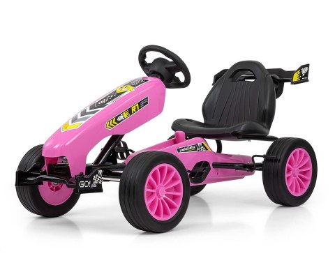 Milly Mally Pojazd Gokart na pedały Rocket Pink Różowy aerodynamiczna sylwetka regulowane sportowe siedzisko hamulec 3 lata+