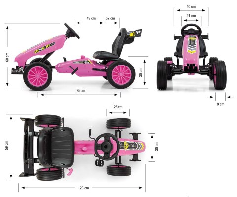 Milly Mally Pojazd Gokart na pedały Rocket Pink Różowy aerodynamiczna sylwetka regulowane sportowe siedzisko hamulec 3 lata+ Milly Mally Pojazd Gokart na pedały Rocket Pink Różowy aerodynamiczna sylwetka regulowane sportowe siedzisko hamulec 3 lata+