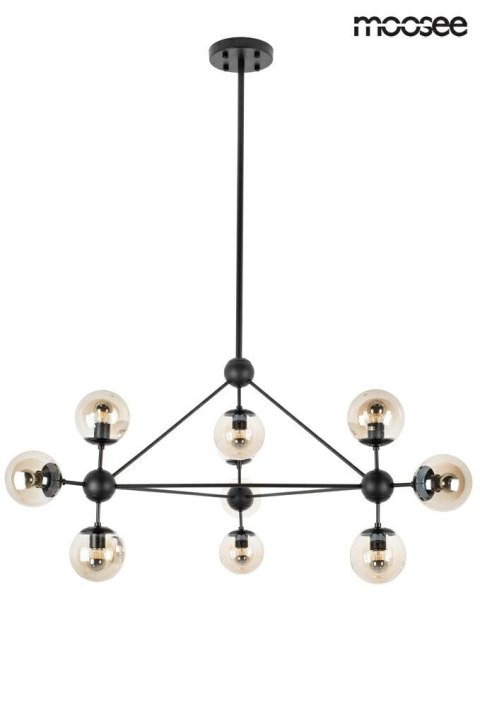 Moosee MOOSEE lampa wisząca sufitowa ASTRIFERO 10 czarna / bursztynowa - metalowa konstrukcja, klosze szklane bursztynowe Moosee MOOSEE lampa wisząca sufitowa ASTRIFERO 10 czarna / bursztynowa - metalowa konstrukcja, klosze szklane bursztynowe