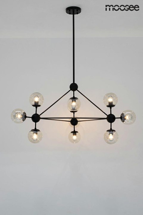Moosee MOOSEE lampa wisząca sufitowa ASTRIFERO 10 czarna / bursztynowa - metalowa konstrukcja, klosze szklane bursztynowe Moosee MOOSEE lampa wisząca sufitowa ASTRIFERO 10 czarna / bursztynowa - metalowa konstrukcja, klosze szklane bursztynowe