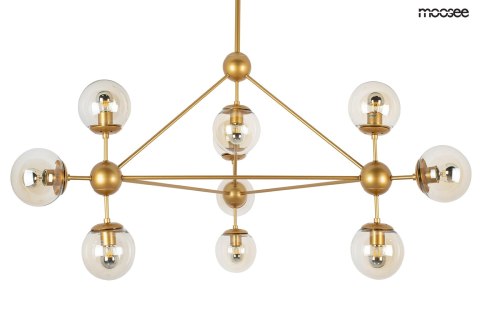 LAMPA WISZĄCA ASTRIFERO 10 metalowa ZŁOTA / KLOSZE SZKLANE BURSZTYNOWE - regulacja wysokości 10xE27 Moosee MOOSEE LAMPA WISZĄCA ASTRIFERO 10 metalowa ZŁOTA / KLOSZE SZKLANE BURSZTYNOWE - regulacja wysokości 10xE27 Moosee MOOSEE