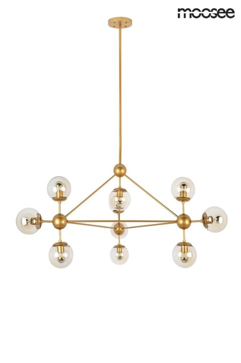 LAMPA WISZĄCA ASTRIFERO 10 metalowa ZŁOTA / KLOSZE SZKLANE BURSZTYNOWE - regulacja wysokości 10xE27 Moosee MOOSEE LAMPA WISZĄCA ASTRIFERO 10 metalowa ZŁOTA / KLOSZE SZKLANE BURSZTYNOWE - regulacja wysokości 10xE27 Moosee MOOSEE