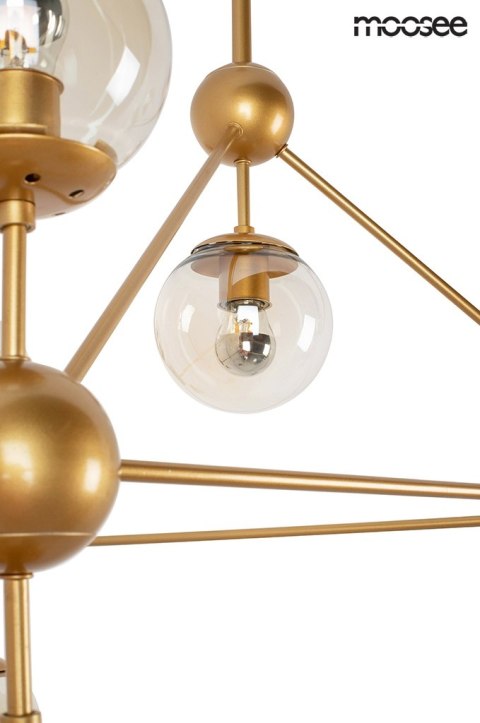LAMPA WISZĄCA ASTRIFERO 10 metalowa ZŁOTA / KLOSZE SZKLANE BURSZTYNOWE - regulacja wysokości 10xE27 Moosee MOOSEE LAMPA WISZĄCA ASTRIFERO 10 metalowa ZŁOTA / KLOSZE SZKLANE BURSZTYNOWE - regulacja wysokości 10xE27 Moosee MOOSEE