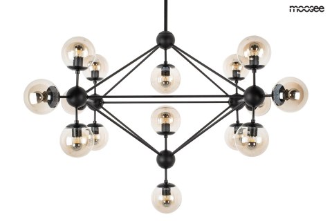 Moosee MOOSEE lampa wisząca ASTRIFERO 15 czarna / bursztynowa - stelaż metalowy, klosze szklane - regulacja wysokości Moosee MOOSEE lampa wisząca ASTRIFERO 15 czarna / bursztynowa - stelaż metalowy, klosze szklane - regulacja wysokości