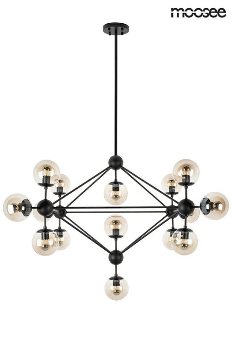 Moosee MOOSEE lampa wisząca ASTRIFERO 15 czarna / bursztynowa - stelaż metalowy, klosze szklane - regulacja wysokości Moosee MOOSEE lampa wisząca ASTRIFERO 15 czarna / bursztynowa - stelaż metalowy, klosze szklane - regulacja wysokości