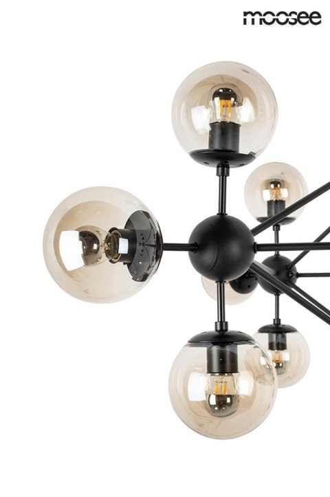 Moosee MOOSEE lampa wisząca ASTRIFERO 15 czarna / bursztynowa - stelaż metalowy, klosze szklane - regulacja wysokości Moosee MOOSEE lampa wisząca ASTRIFERO 15 czarna / bursztynowa - stelaż metalowy, klosze szklane - regulacja wysokości