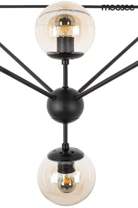 Moosee MOOSEE lampa wisząca ASTRIFERO 15 czarna / bursztynowa - stelaż metalowy, klosze szklane - regulacja wysokości Moosee MOOSEE lampa wisząca ASTRIFERO 15 czarna / bursztynowa - stelaż metalowy, klosze szklane - regulacja wysokości