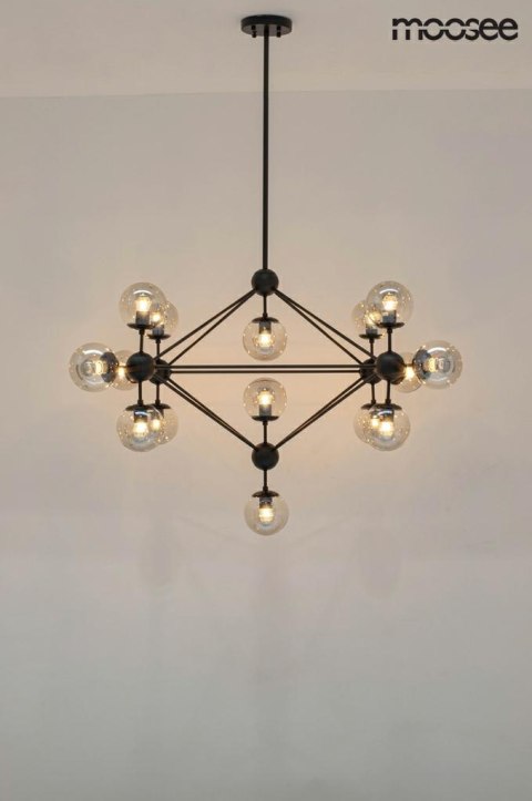 Moosee MOOSEE lampa wisząca ASTRIFERO 15 czarna / bursztynowa - stelaż metalowy, klosze szklane - regulacja wysokości Moosee MOOSEE lampa wisząca ASTRIFERO 15 czarna / bursztynowa - stelaż metalowy, klosze szklane - regulacja wysokości