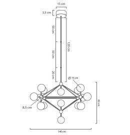 Moosee MOOSEE lampa wisząca ASTRIFERO 15 czarna / bursztynowa - stelaż metalowy, klosze szklane - regulacja wysokości