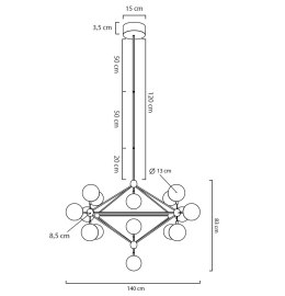 Moosee MOOSEE lampa wisząca ASTRIFERO 15 złota metal / bursztynowa - stelaż metalowy, klosze szklane - regulacja wysokości