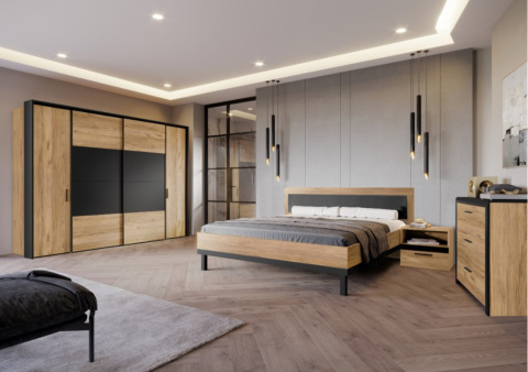Forte DALATE DQLK211-M265 Komoda 3 szuflady Dąb Catania/Czarny Forte DALATE DQLK211-M265 Komoda 3 szuflady Dąb Catania/Czarny
