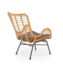 Halmar IKARO fotel czarny / naturalny / popielaty - metal, rattan syntetyczny, tkanina Halmar IKARO fotel czarny / naturalny / popielaty - metal, rattan syntetyczny, tkanina