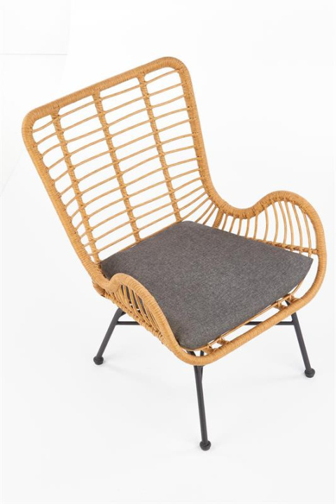 Halmar IKARO fotel czarny / naturalny / popielaty - metal, rattan syntetyczny, tkanina Halmar IKARO fotel czarny / naturalny / popielaty - metal, rattan syntetyczny, tkanina